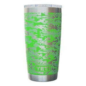 LASER ENGRAVED YETI RAMBLER 20oz TUMBLER - CANOPY GREE DIGITAL CAMO w/CUSTOM MAG